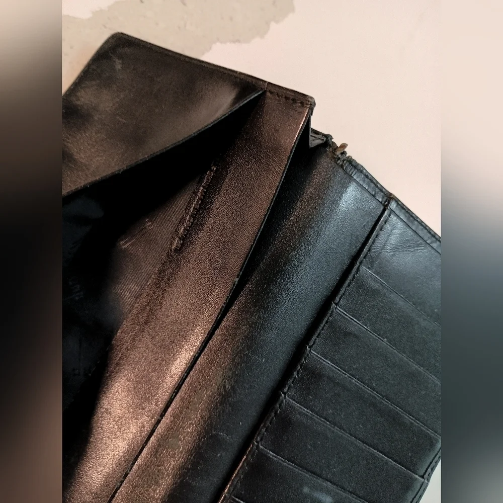 Dunhill Long Wallet Black Gold leather Mens Authentic